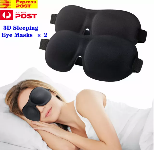 2x Sleep Mask,3D Contoured Blinder&Blindfold,Night Travel Aid Blackout Eye Masks