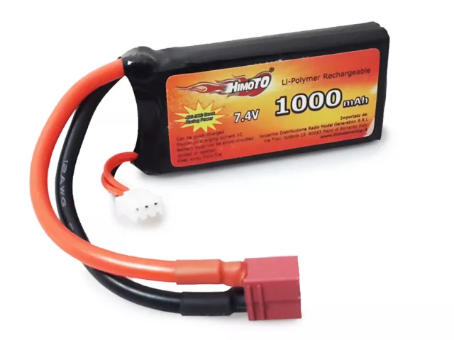 BATTERIA BRUSHLESS LiPo 1000 7,4V 2S- 2celle Burst 90C Disch.40C T-PLUG HIMOTO