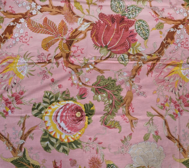 Indien Coton Artisanat de Couture Imprimé Floral Fait 4.6m Ethnique Fabric