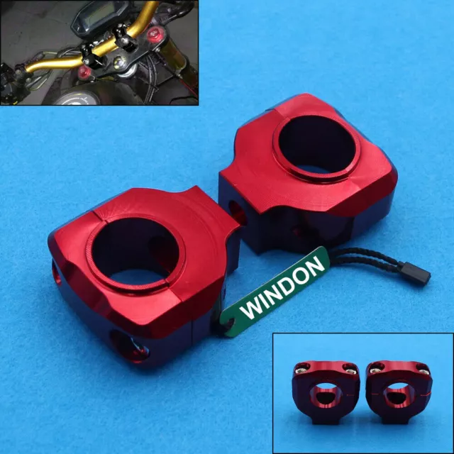 Red 1 1/8'' Universal Bar Clamp Riser Taper Handlebar Motorcycle Motorbike