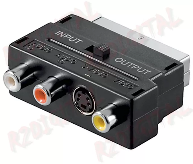 ADATTATORE Cavo SCART Maschio / Audio RCA S-VIDEO Femmina Presa IN OUT Svhs TV