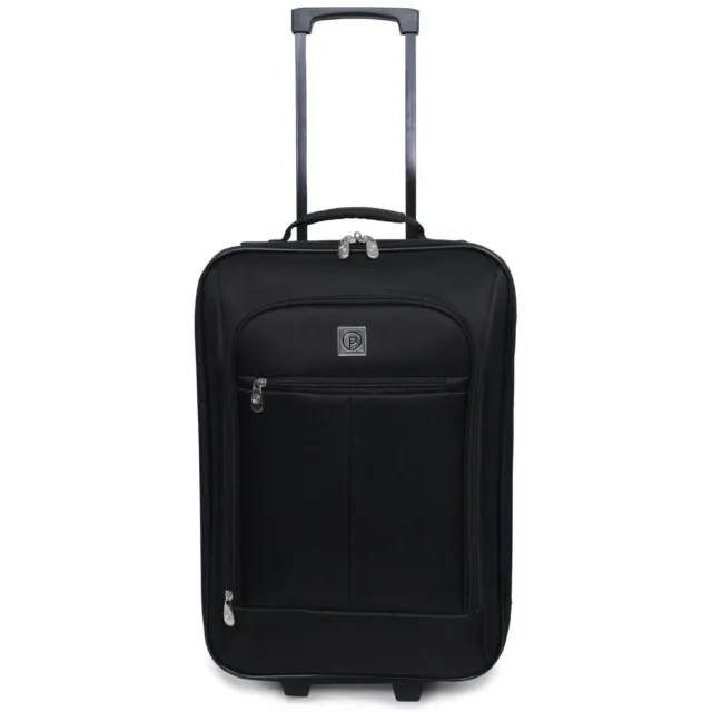 Black 18" Inches Softside Carry-on Luggage With Wheels And Metal Handle