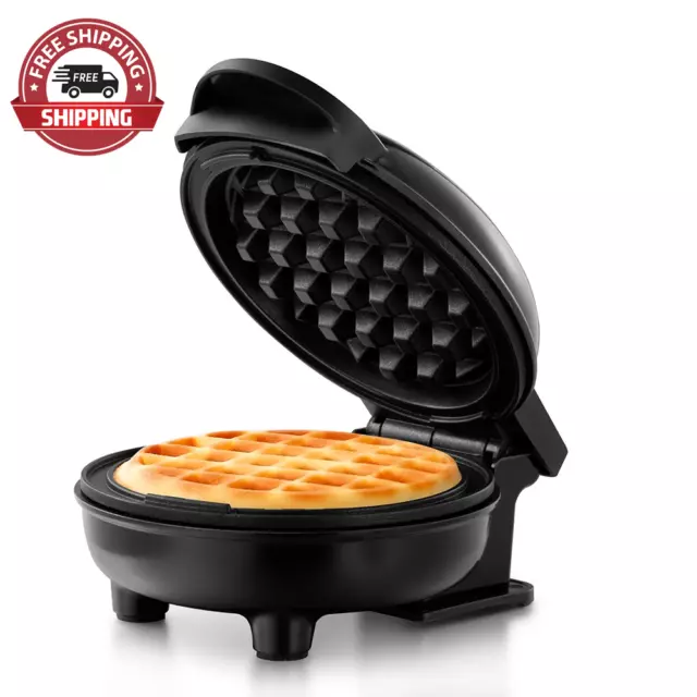 Personal/Mini Waffle Maker, Non-Stick Coating, Black - 4-Inch Waffles in Minutes