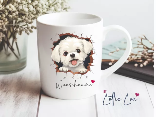 Personalisierte Tasse Bichon Frise-  Hund mit Wunsch Name oder Text