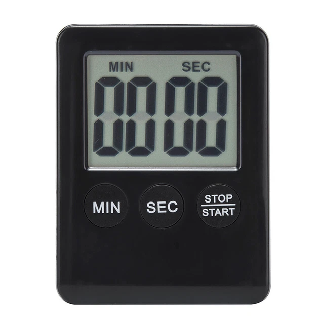 Reloj despertador delgado con pantalla digital LCD temporizador de cocina cuenta regresiva para cocinar (negro)