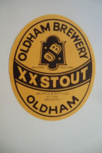 Mint Oldham Brewery Xx Stout Brewery Beer Bottle Label