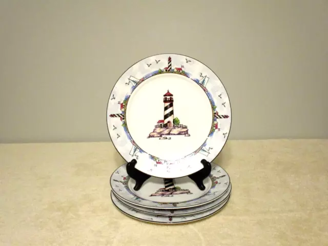 Totally Today Coastal Lighthouse 10-5/8" Dinner Plates-Set Of 4