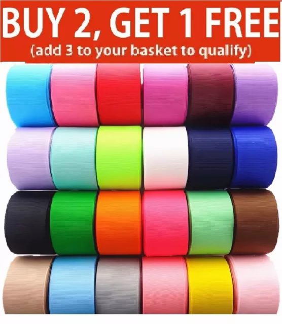 Grosgrain Ribbon 10, 23 Mtrs size 6,10,15,20,25,38,50mm BUY 2 &1 FREE ADD ANY 3