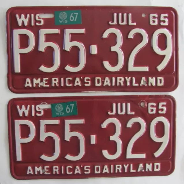 1967 Wisconsin car license plates NICE PAIR