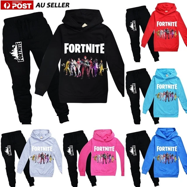 Kids Fortnite Print Hoodie Jumper Tops+Pants Suit Boys Casual Tracksuit Sets AU