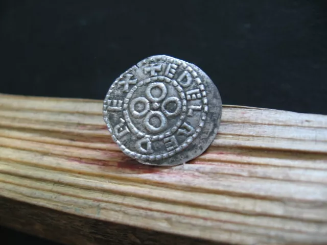 AETHELRED II 841-843/4 AD KING of NORTHUMBRIA ANGLO-SAXON SILVER Ar STYCA 1,2 gr 3