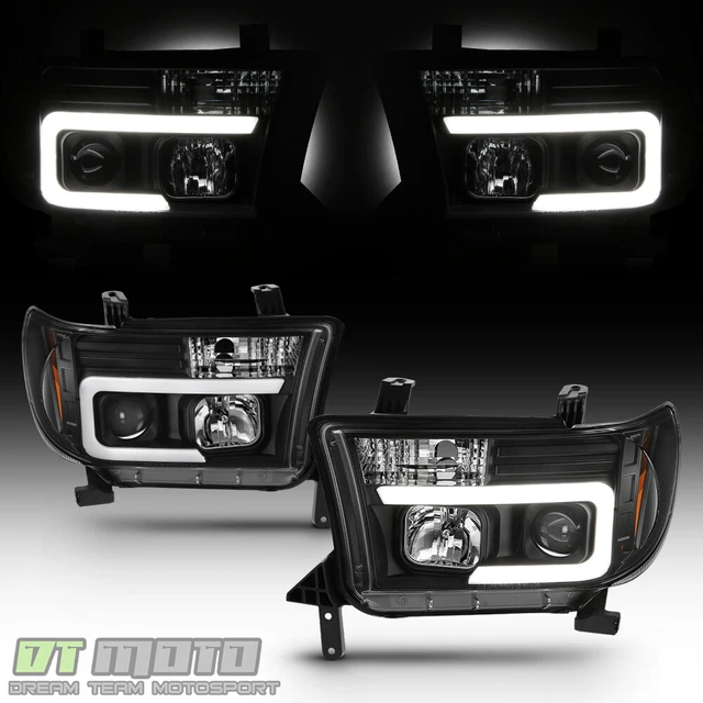 For Black 2007-2013 Toyota Tundra 08-17 Sequoia LED Tube Projector Headlights