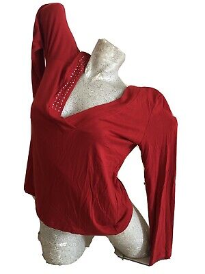 Maglietta maniche lunghe rossa brillantini - Top T-shirt red