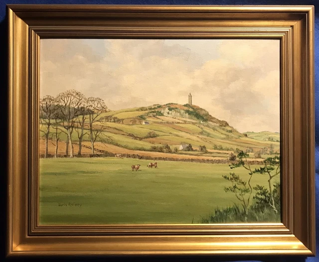 ORIGINAL IRISH ART Oil On Canvas Painting Scrabo Tower Ireland By Doris