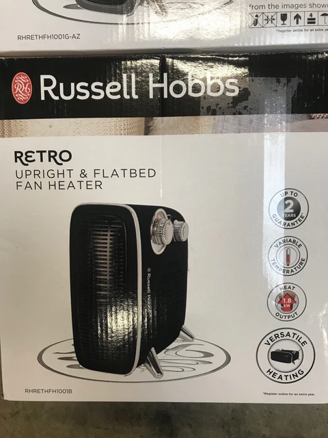 RUSSELL HOBBS 1800W/1.8KW Electric Heater , Retro Horizontal/Vertical Fan  Grey £17.00 - PicClick UK