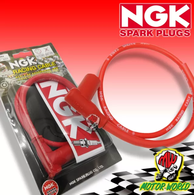 CAVO CANDELA NGK RACING SILICONE ROSSO con PIPETTA UNIVERSALE per MOTO SCOOTER