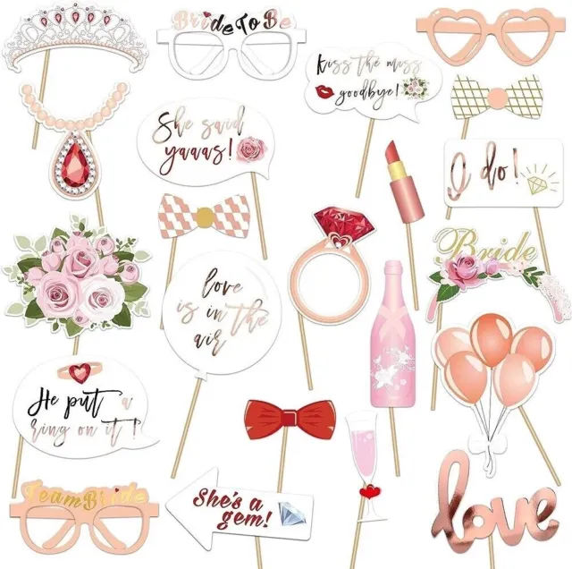 Rose Gold Hen Party Photo Props Selfie Photo Booth Wedding Bride Accessories