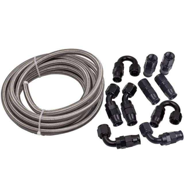 AN-8  Braided PTFE Oil Line Fuel Hose Kit 6 Meters Working Pressure 1000PSI