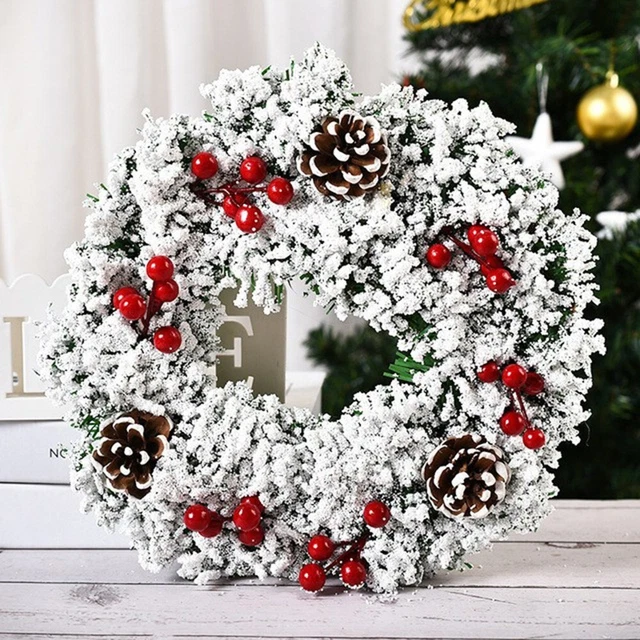 Corona di Natale rustica decorazione ananas artificiale e bacche rosse