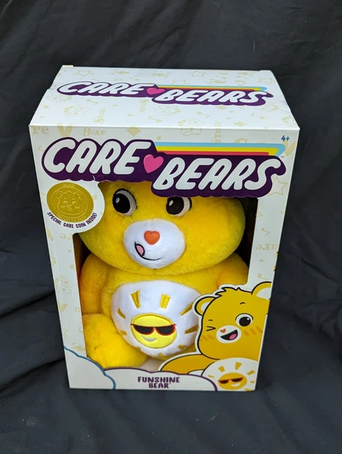 2020 Care Bears Yellow FUNSHINE BEAR Teddy  NIB 14" with Special Care Coin NEW