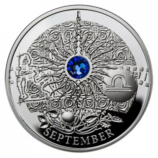 SEPTEMBER The Magic Stones of Happiness Proof Silver Coin 1$ Niue 2013