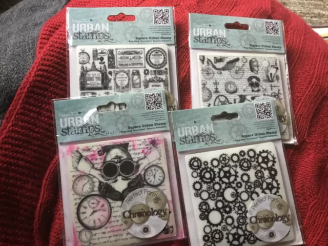Docrafts Papermania Square Urban Rubber Stamp Chronology ( VARIOUS ) 9x9cm - NEW