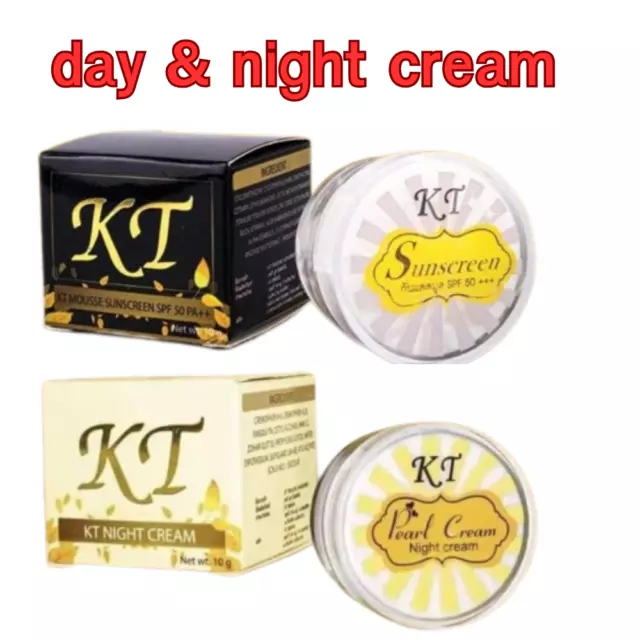 KT​ Pearl Whitening Day & Night Cream Anti Acne Dark Spots Baby Face 10g x 2 set