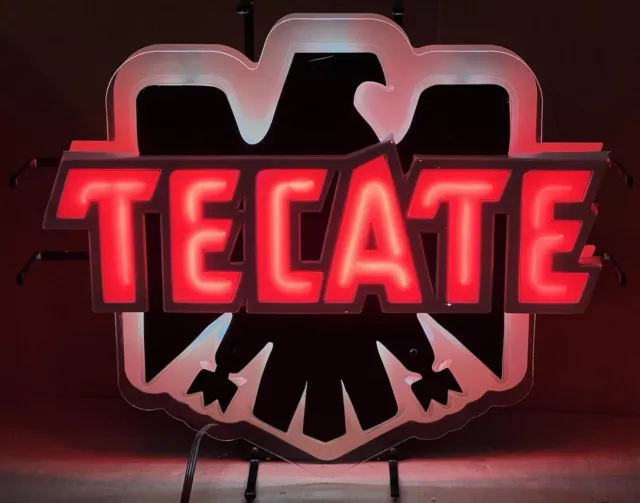 Vintage Tecate Cerveza Beer Mexico Neon Sign Light Size 24"x21" Tested Works