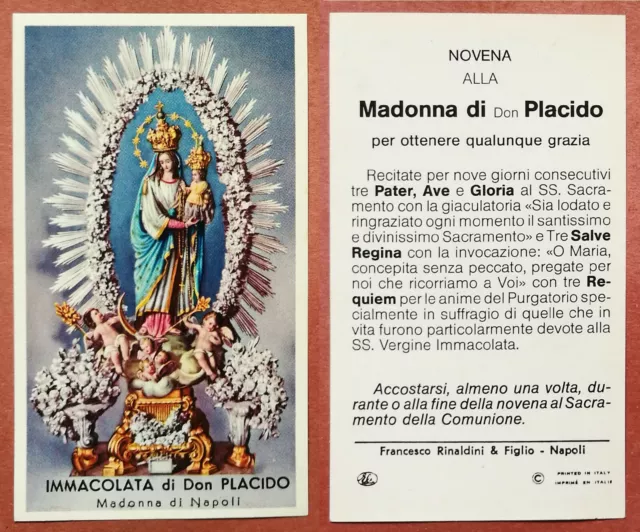 Santino Holy Card: Immacolata di Don Placido - Madonna di Napoli - Ed. EB