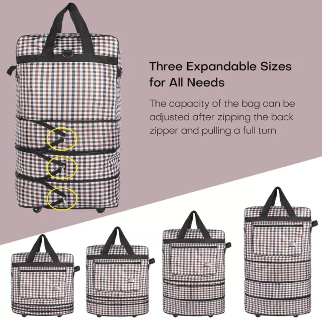 32" Expandable Rolling Wheeled Luggage Foldable Duffel Spinner Suitcase Lattice