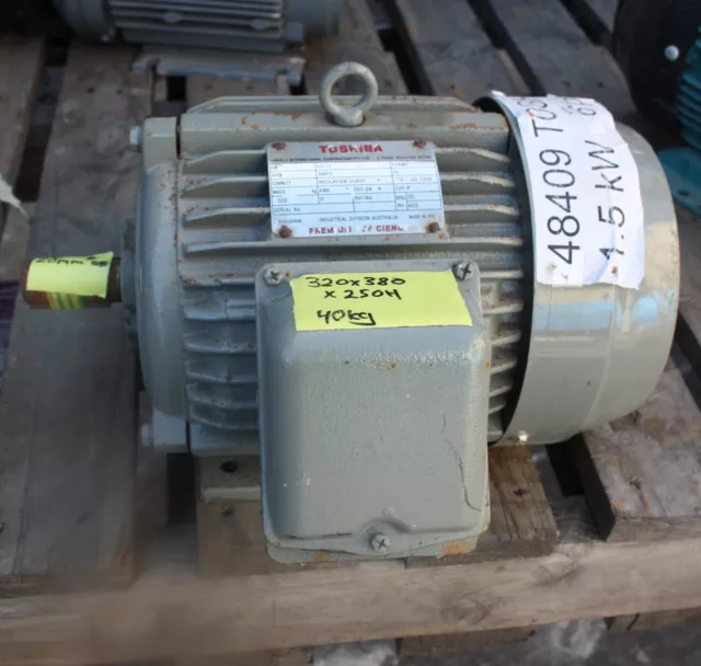 Toshiba induction motor 1.5kW 2HP 415V 3 Phase 28mm shaft 945rpm 6 pole