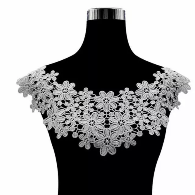 Lace Embroidered Floral Neckline DIY Collar Trim Sewing Applique Patch Decor