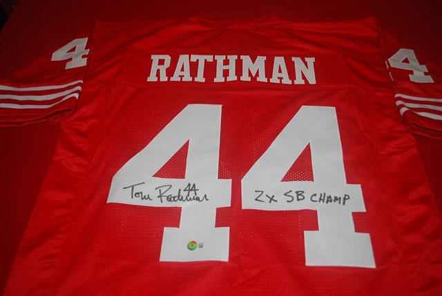 Custom Stitched Tom Rathman San Francisco 49ers Jersey – Red, Unsigned, Sizes M To 2XL