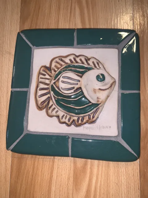 Artist Hogan Young Signed Ceramic Mosaic 3D Tile Fish Art Wall Hanger 7.5"