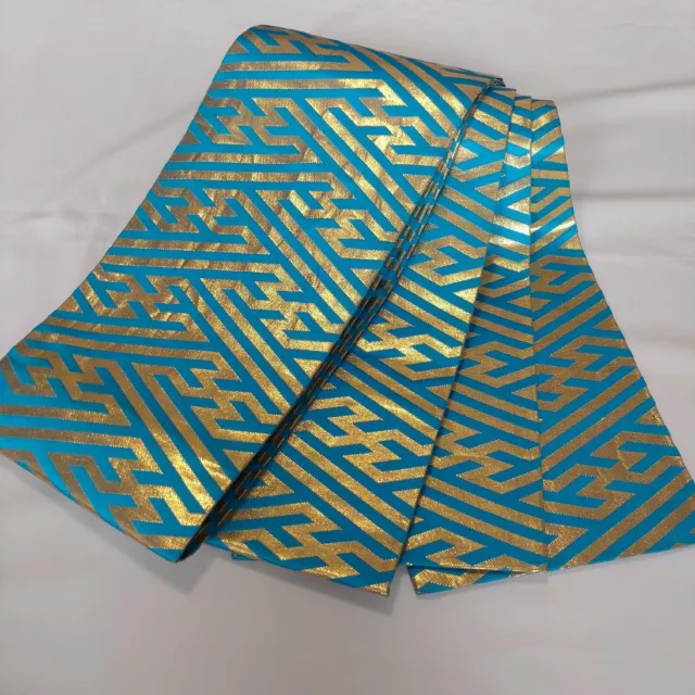 Woman Japanese Kimono Hanhabaobi Synthetic Sayagata Gold Thread BlueGreen
