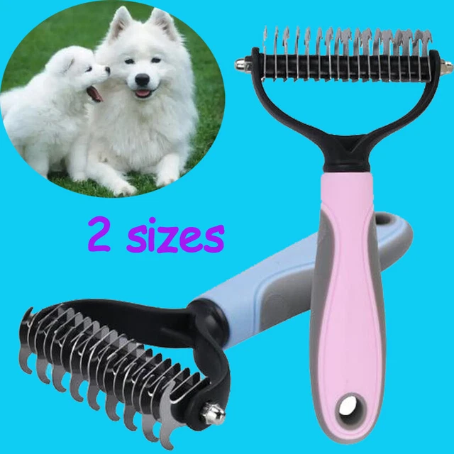 2side Dog Brush for Shedding Dematting Pet Grooming Cat Hair Undercoat Rake Comb
