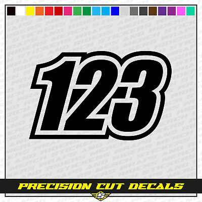 3 x Custom Race Numbers Vinyl Stickers Motocross Trials Decals Racing - IMPACT