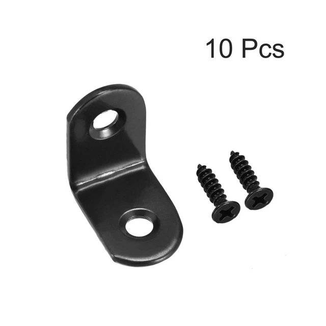 Corner Brace Angle Bracket Fastener L Shape 25mmx25mmx16mm Black Round End 10pcs 2