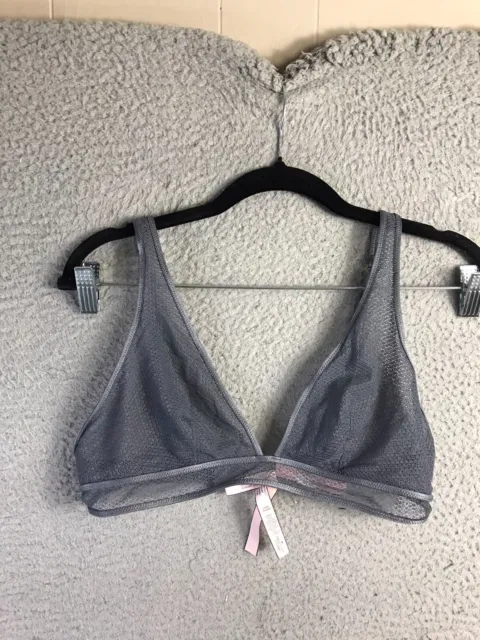 Victorias Secret Bralette M Gray Sheer Lace Unlined Wireless NEW NWT