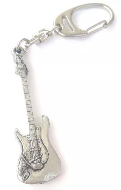 Electric Guitar Handcrafted from Solid Pewter In the UK Key Ring