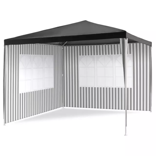 Pavillon Partyzelt 3x3m anthrazit wasserdicht + 2 Seitenteile Marktzelt Festzelt