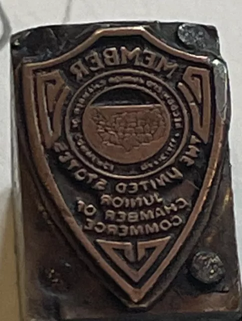 ADVERTISING PRINTING BLOCK OF ANTIQUE United States Of Commerce Stamp (AB) Metal