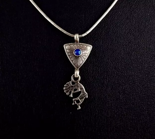 Kette Silber 925 Indianer Lapislazuli Kokopelli - ausgefallen USA