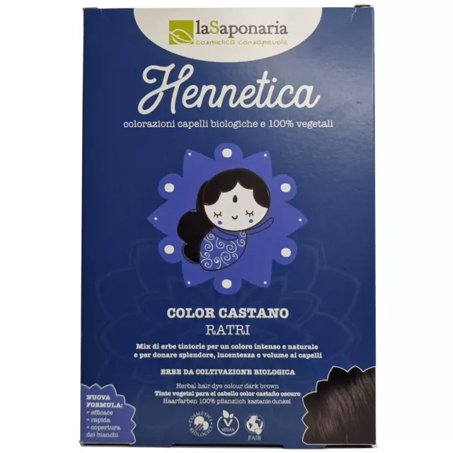 La Saponaria Hennetica Tinta vegetale castano scuro e neri - Ratri 100 gr