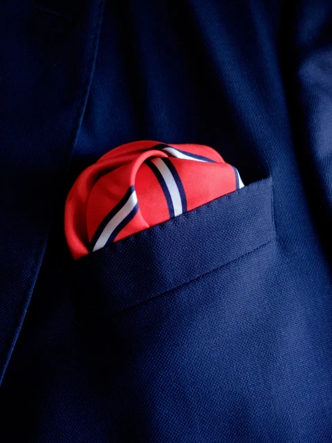 BROOKS BROTHERS x THOM BROWNE Silk Pocket Square Made In Italy 17” x 17”
