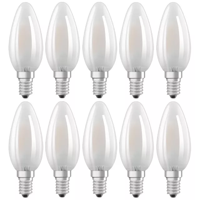 10 x Osram LED Filament Lampen Kerzen 2,5W = 25W E14 Matt 250lm Warmweiß 2700K