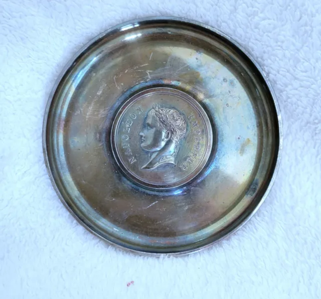 Christofle France Napoleon Empereur Silver Plated Coin Dish