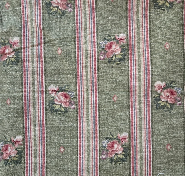 LOVELY VTG RAYMOND Waites Conservatory Mill Fabric Tan w Lush Pink 