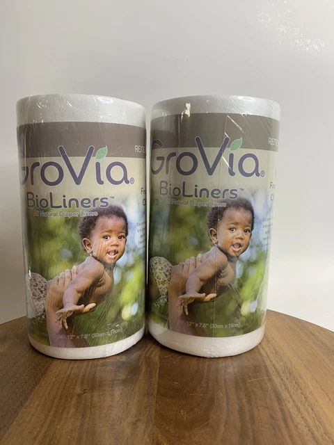 2 Grovia Bio Liners Unscented Diaper Liners 200 Pack NEW FACTORY SEALED!!