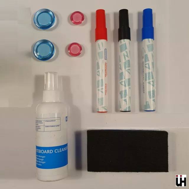 Whiteboard Marker Stifte Set 9 Teilig inkl. Reinigungsspray + Magnete + Schwamm